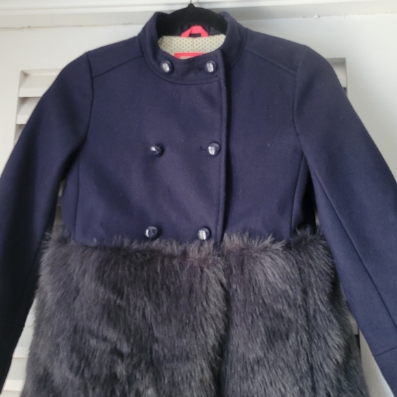 Crewcuts navy wool faux fur peacoat ( Girls) size 10. - Picture 5 of 14